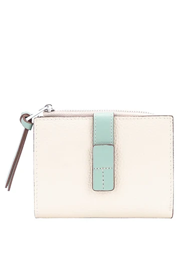 Гаманець шкіряний молочний з брелоком(6982-1) - фото 1 - Miraton