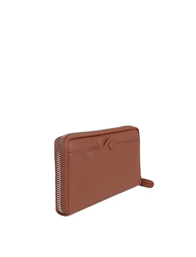 Кошелек на молнии кожаный коричневый - фото 2 - Miraton