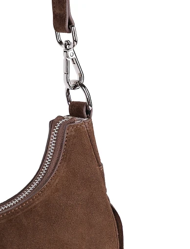 Женская сумка через плечо замшевая коричневая - фото 8 - Miraton