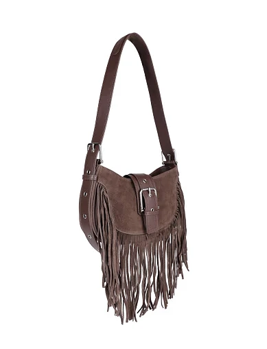 Женская сумка через плечо MIRATON замшевая зеленая - фото 2 - Miraton