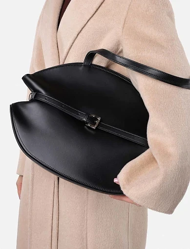 Женская сумка через плечо MIRATON кожаная черная - фото 2 - Miraton