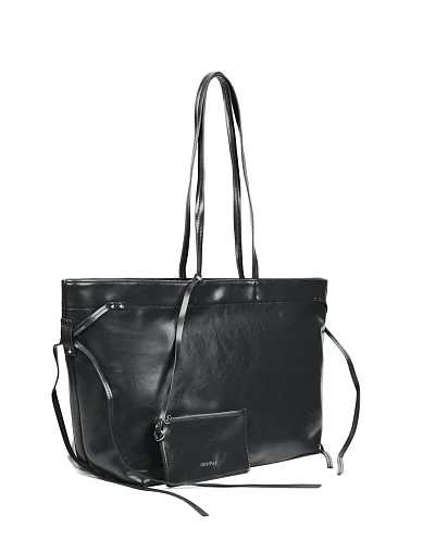 Женская сумка шоппер кожаная черная - фото 3 - Miraton