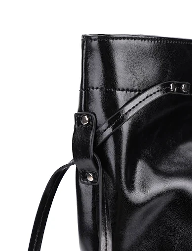 Женская сумка шоппер кожаная черная - фото 5 - Miraton