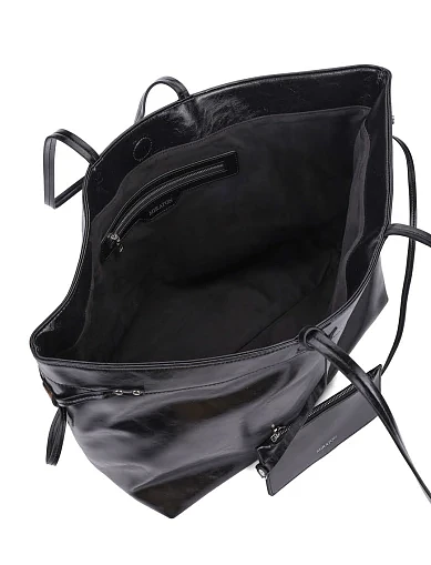 Женская сумка шоппер кожаная черная - фото 6 - Miraton