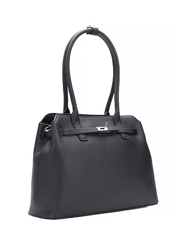Женская сумка тоут кожаная черная - фото 3 - Miraton