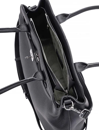 Женская сумка тоут кожаная черная - фото 6 - Miraton