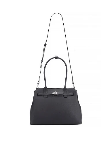 Женская сумка тоут кожаная черная - фото 7 - Miraton