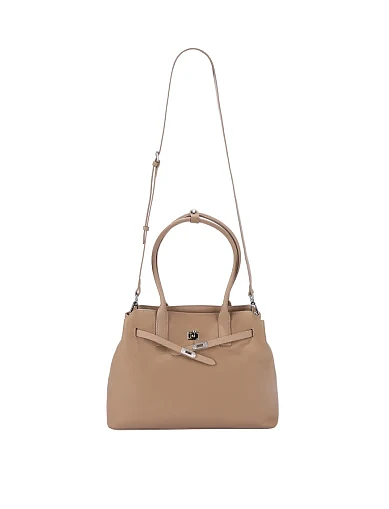 Женская сумка кожаная бежевая - фото 6 - Miraton