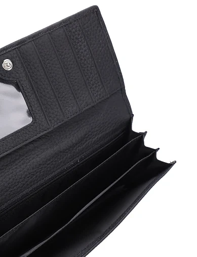 Кошелек на кнопке кожаный черный с брелком - фото 4 - Miraton