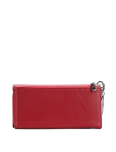 Кошелек на кнопке кожаный красный с брелком - фото 3 - Miraton