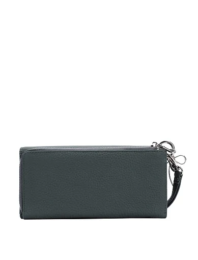 Кошелек на кнопке кожаный зеленый с брелком - фото 3 - Miraton