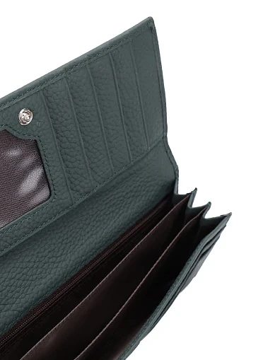 Кошелек на кнопке кожаный зеленый с брелком - фото 4 - Miraton