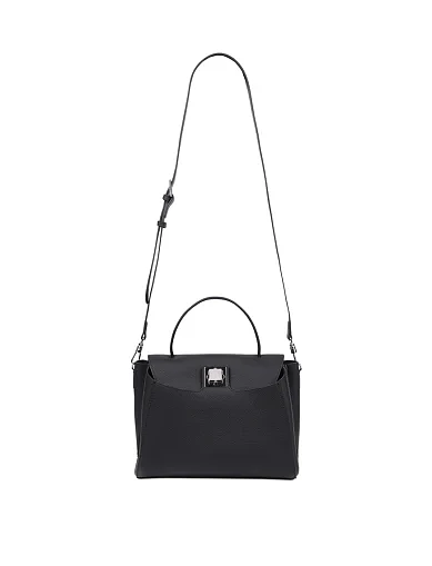 Жіноча сумка тоут шкіряна чорна(L131-1) - фото 6 - Miraton