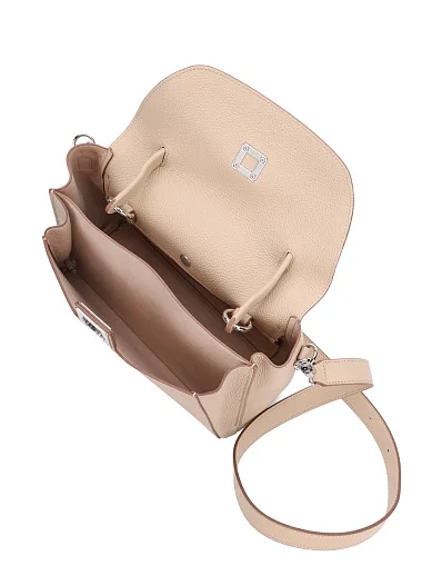 Женская сумка тоут кожаная бежевая - фото 5 - Miraton