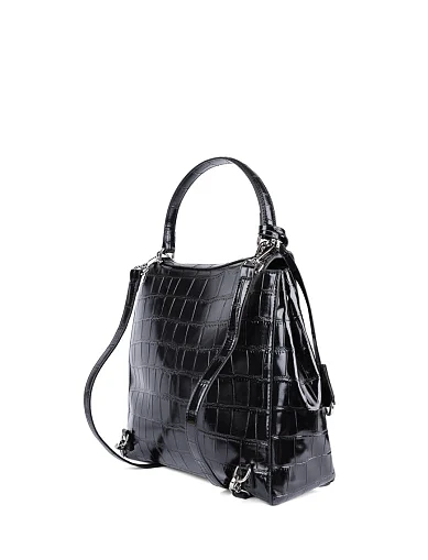 Женская сумка-рюкзак MIRATON кожаная черная - фото 6 - Miraton