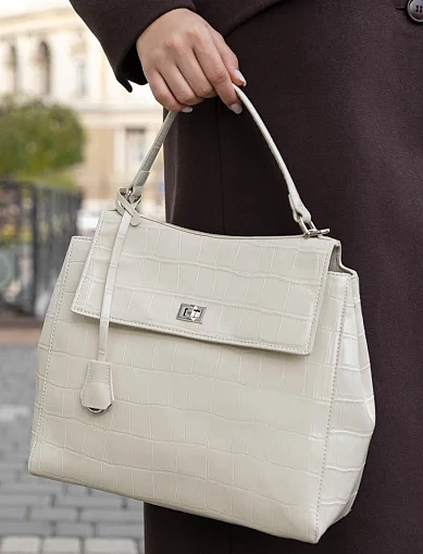 Женская сумка-рюкзак MIRATON кожаная белая - фото 2 - Miraton