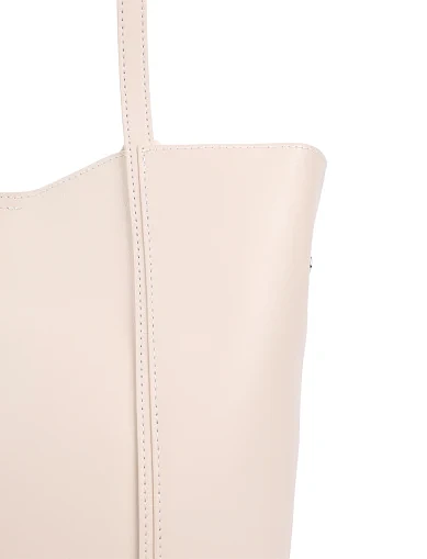 Женская сумка шоппер кожаная белая - фото 5 - Miraton