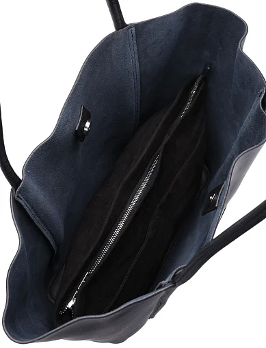 Жіноча сумка шоппер шкіряна чорна(6013-1) - фото 6 - Miraton