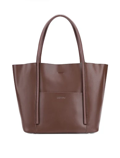 Женская сумка шоппер кожаная коричневая - фото 1 - Miraton