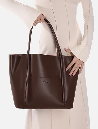 Женская сумка шоппер кожаная коричневая - фото 2 - Miraton