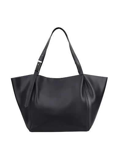 Жіноча сумка шоппер шкіряна чорна(7718-1) - фото 1 - Miraton