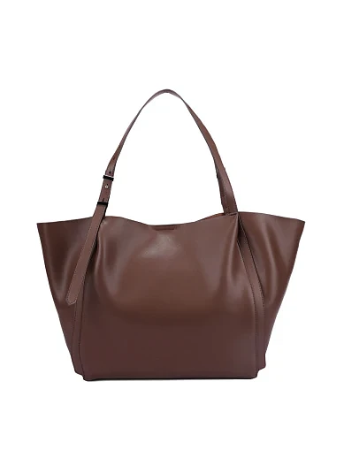 Женская сумка шоппер кожаная коричневая - фото 1 - Miraton