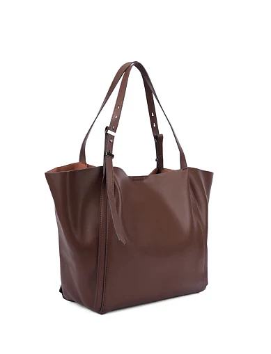 Женская сумка шоппер кожаная коричневая - фото 2 - Miraton