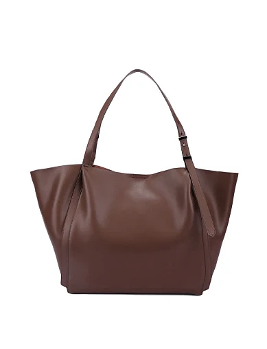 Женская сумка шоппер кожаная коричневая - фото 3 - Miraton