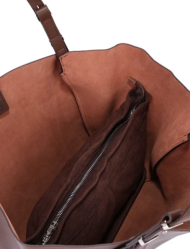 Женская сумка шоппер кожаная коричневая - фото 5 - Miraton