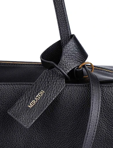Женская сумка через плечо MIRATON кожаная черная - фото 5 - Miraton