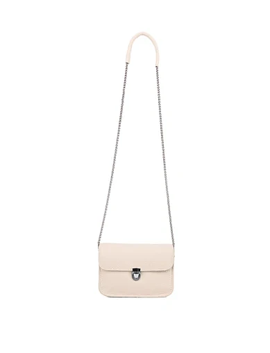 Женская сумка кросс-боди MIRATON кожаная молочного цвета - фото 5 - Miraton