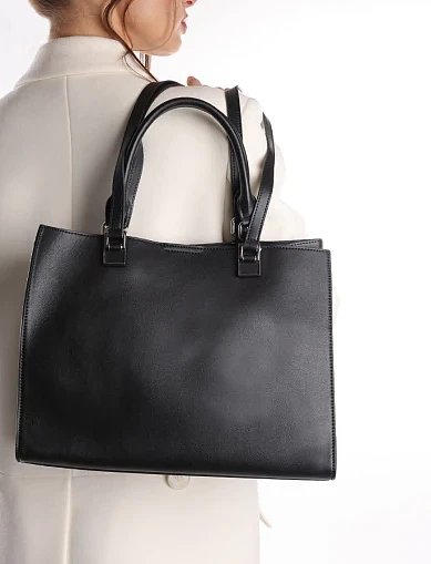 Жіноча сумка шкіряна чорна(3124S-1) - фото 2 - Miraton