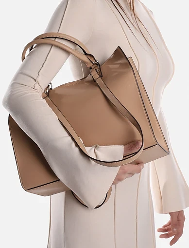 Женская сумка кожаная бежевая - фото 2 - Miraton
