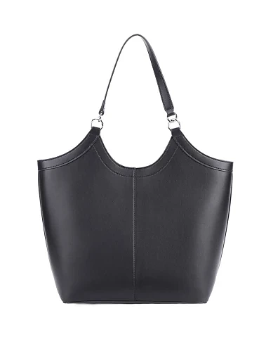 Женская сумка шоппер кожаная черная - фото 4 - Miraton