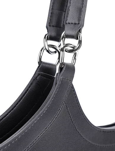 Женская сумка шоппер кожаная черная - фото 5 - Miraton