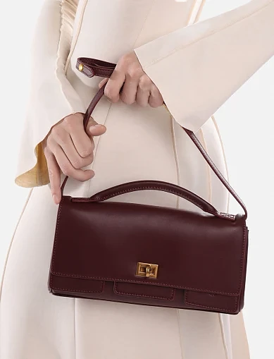 Женская сумка кросс-боди кожаная бордовая - фото 2 - Miraton