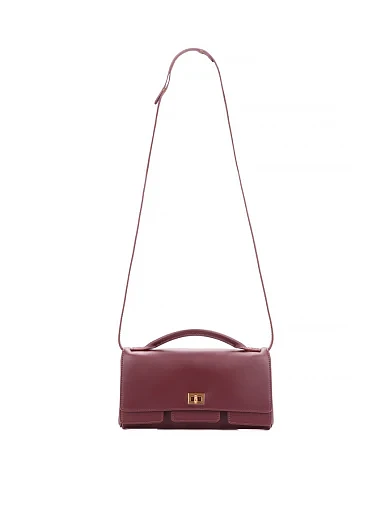 Женская сумка кросс-боди кожаная бордовая - фото 7 - Miraton