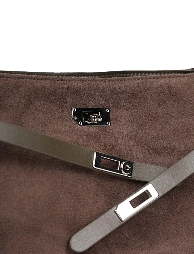 Женская сумка через плечо замшевая зеленая - фото 4 - Miraton