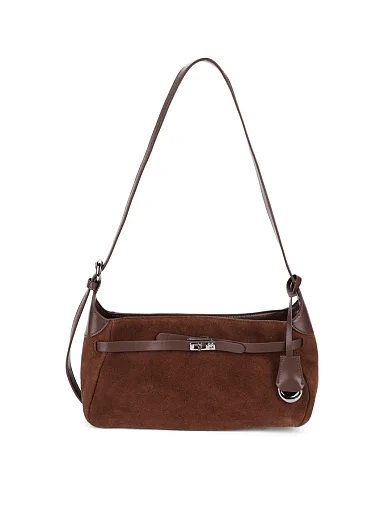 Женская сумка через плечо замшевая кемел - фото 1 - Miraton