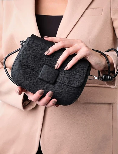 Жіноча сумка крос-боді шкіряна чорна(201-1 FW25-26) - фото 9 - Miraton