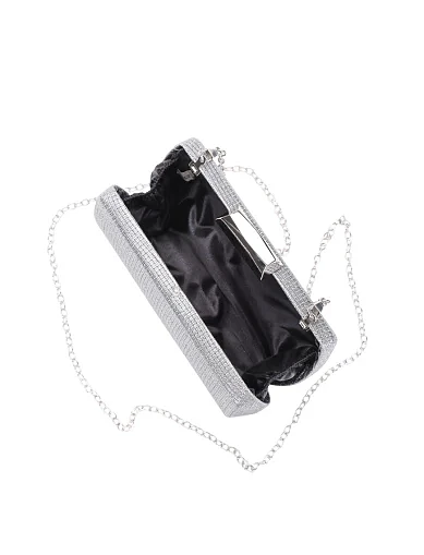 Женский клатч из ламе серебряного цвета - фото 4 - Miraton