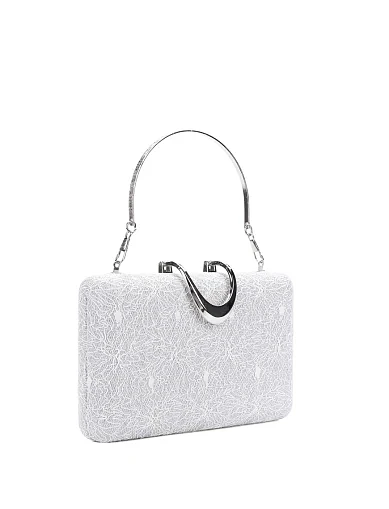 Жіночий клатч тканинний срібного кольору(202413-2) - фото 2 - Miraton