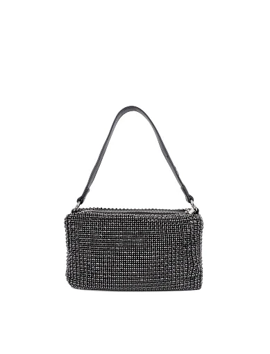 Жіноча сумка з камінням срібного кольору(6673) - фото 1 - Miraton