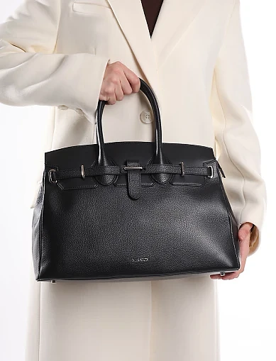 Женская сумка кожаная черная - фото 2 - Miraton