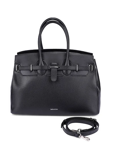 Женская сумка кожаная черная - фото 7 - Miraton