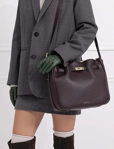 Женская сумка кожаная коричневая - фото 2 - Miraton