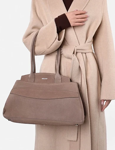 Женская сумка замшевая серая - фото 2 - Miraton