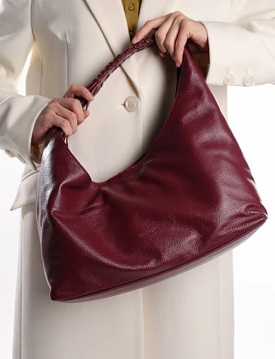 Женская сумка кожаная бордовая - фото 7 - Miraton