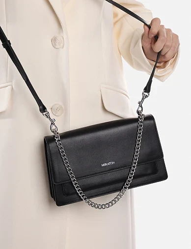 Женская сумка через плечо кожаная черная - фото 2 - Miraton