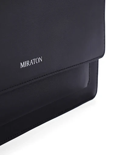 Женская сумка через плечо кожаная черная - фото 5 - Miraton
